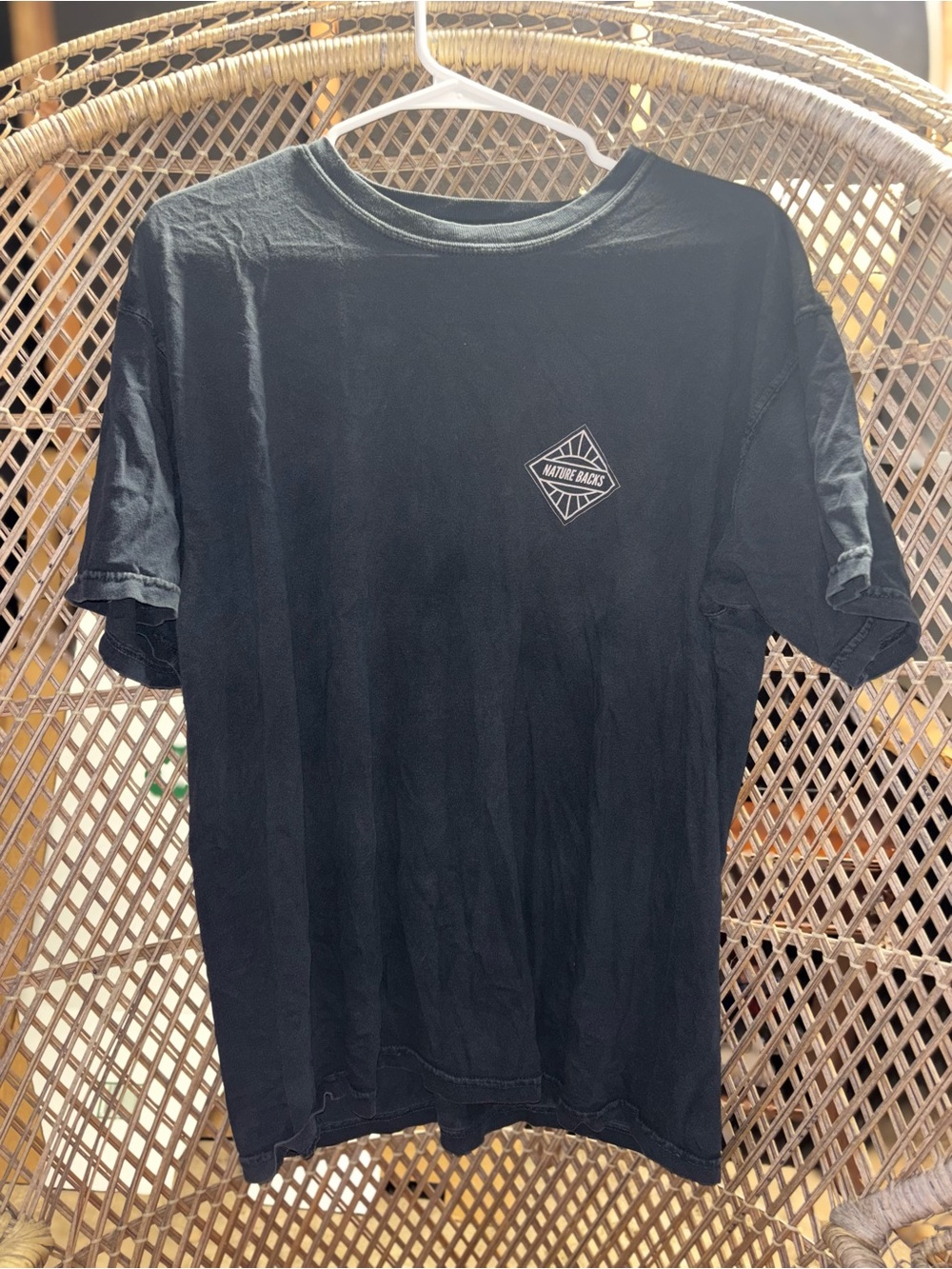 Men's Black Short Sleeve Tee with Chest Emblem